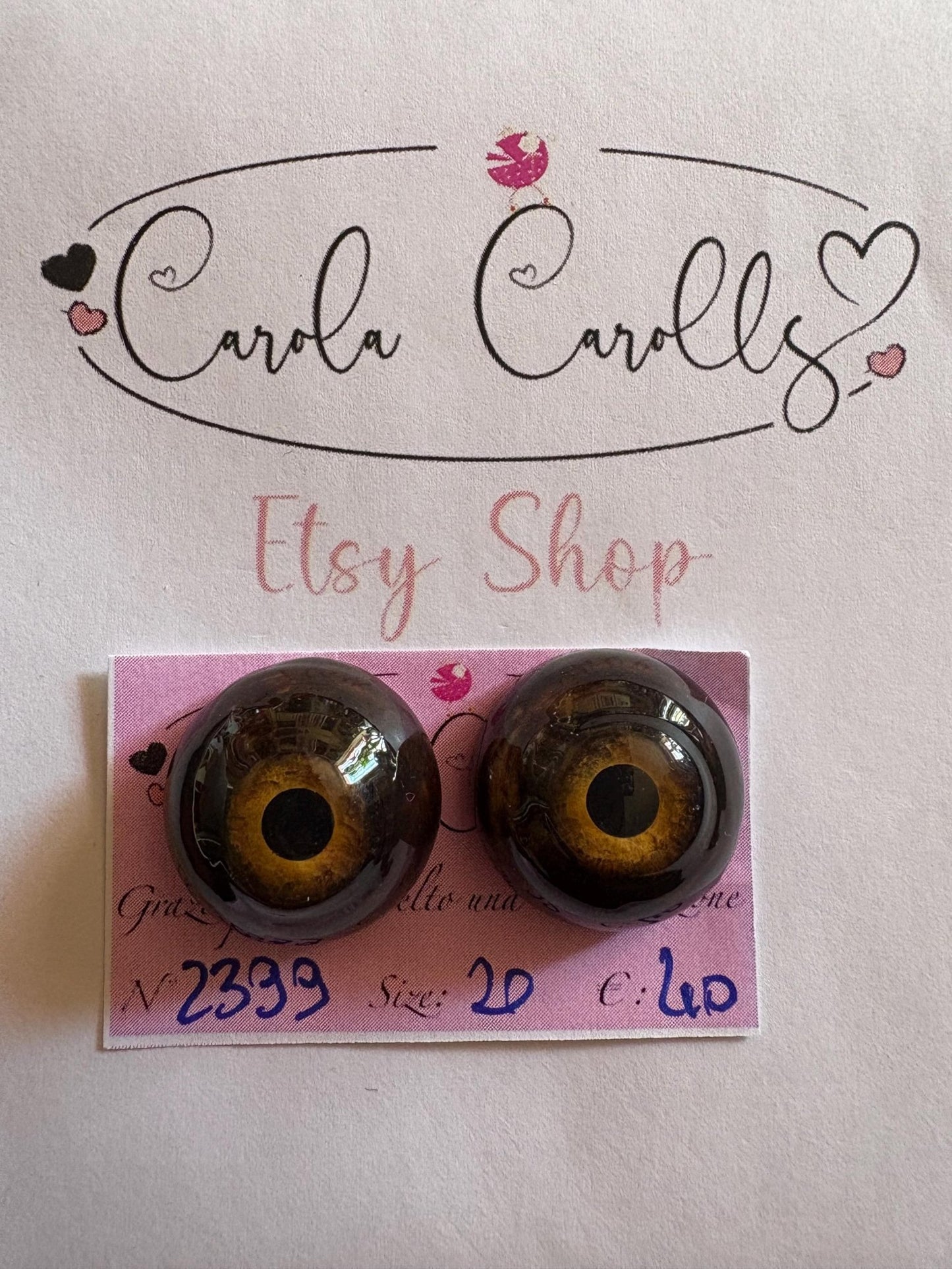 Monkey - 20mm Flat 2399 | Reborn Doll Eyes | CarolaCarollsEyes