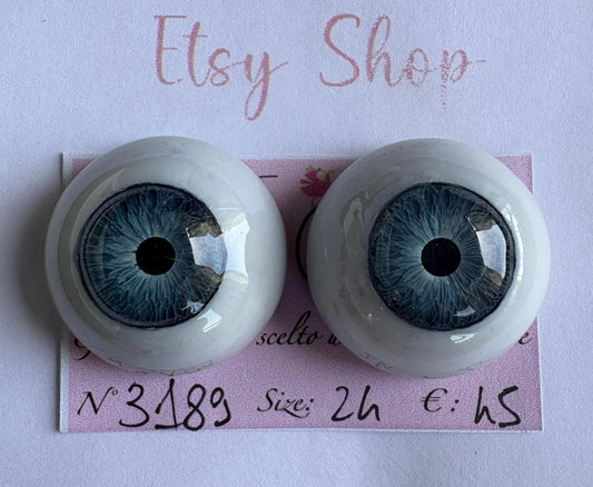 Occhi da 24mm GRIGIO/BLU Flat - 3189 | Reborn Doll Eyes | Il mio negozio