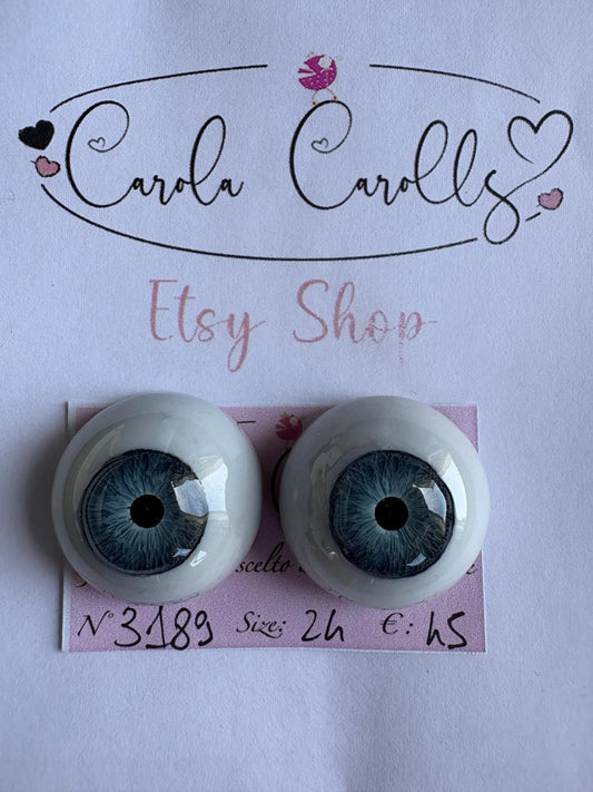 Occhi da 24mm GRIGIO/BLU Flat - 3189 | Reborn Doll Eyes | Il mio negozio